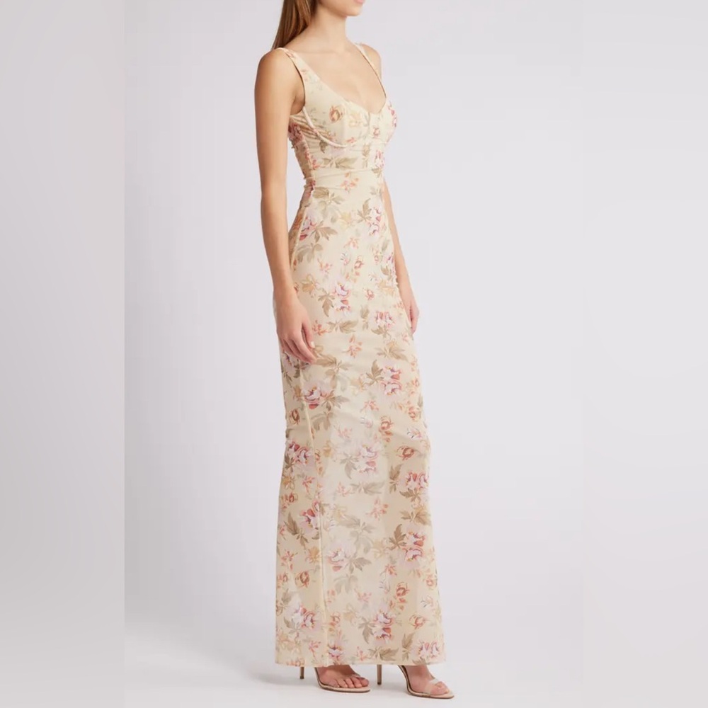 House of CB London Robina Floral Bustier Bodice Gown. Size XS.